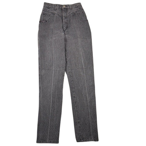 Blaze Riding Gear Denim - Blaze Riding Gear Vintage High Waist Textured Checkerboard Jeans Black 24x32.5